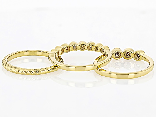 Moissanite Round 2.5mm and 3mm 14k Yellow Gold over Sterling Silver Ring Set of 3 0.73ctw - Size 6