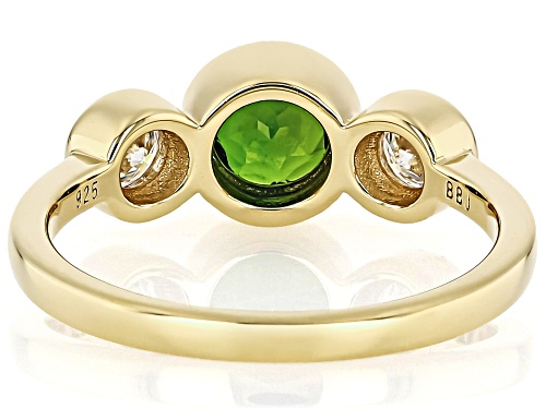 Chrome Diopside Round 6mm and Moissanite 14k Yellow Gold Over Sterling Silver Ring 1.16ctw - Size 6
