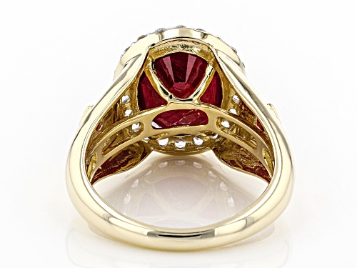 5.65ct Oval Mahaleo® Ruby With .37ctw Zircon And .07ctw Red Spinel 10k Yellow Gold Ring - Size 6