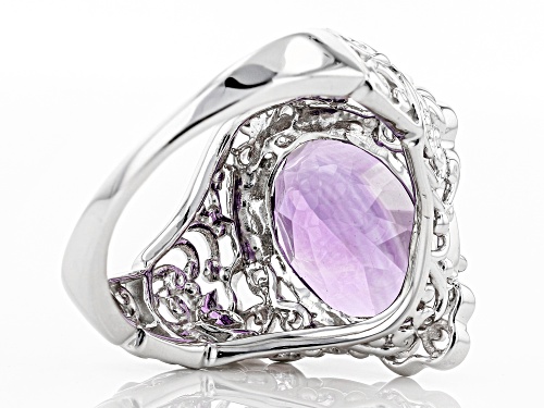 4.95ct oval African amethyst sterling silver solitaire ring - Size 7