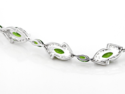11.77ctw marquise Russian chrome diopside with 2.23ctw white zircon rhodium over silver bracelet - Size 8