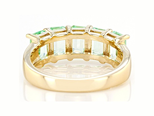 3.00ctw Rectangular Octagonal Lab Created Green Spinel 18k Yellow Gold Over Silver 5-Stone Ring - Size 9