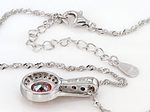 1.29ctw Northern Lights™ Quartz, Andalusite And Diamond Rhodium Over Silver Pendant Chain
