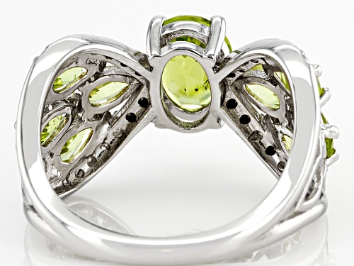 2.67ctw Manchurian Peridot™ With 0.06ctw White Diamond Accent Rhodium Over Sterling Silver Ring - Size 8
