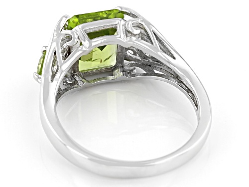 2.42ctw Peridot With .02ctw Champagne Diamond Rhodium Over Sterling Silver Ring - Size 7