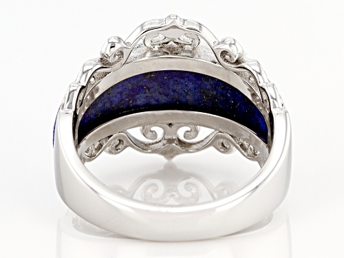 21x8mm Lapis Lazuli Rhodium Over Sterling Silver Ring - Size 7