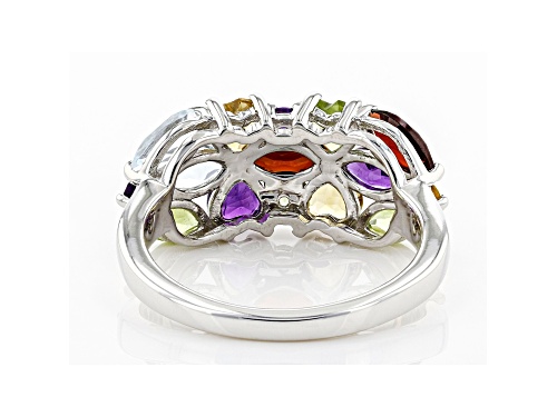2.60ctw Multi-Gemstone Rhodium Over Sterling Silver Ring - Size 8