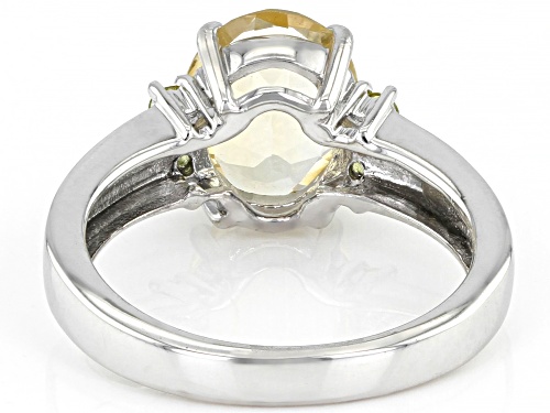 1.96ct Oval Yellow Citrine With 0.16ctw Yellow Sapphire Rhodium Over Sterling Silver Ring - Size 8