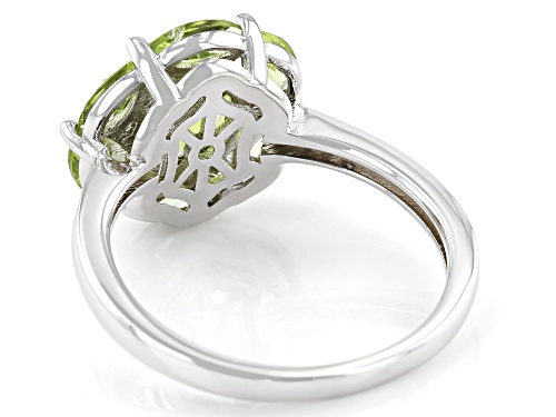 3.05ctw Manchurian Peridot™ With 0.05ctw White Zircon Rhodium Over Sterling Silver Ring - Size 7