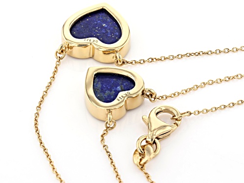 10-12mm Lapis Lazuli 18k Yellow Gold Over Silver 2 Layer Necklace - Size 18