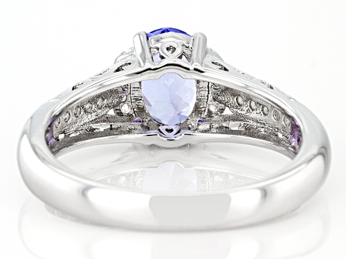 0.89ct Tanzanite With 0.18ctw White Zircon Rhodium Over Sterling Silver Ring - Size 9