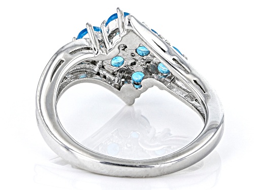 0.82ctw Neon Apatite With 0.05ctw White Diamond Rhodium Over Sterling Silver Ring - Size 10