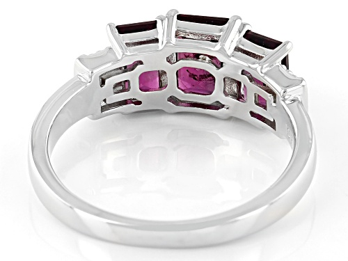 2.60ctw Raspberry Color Rhodolite With 0.07ctw Lab White Sapphire Rhodium Over Sterling Silver Ring - Size 7