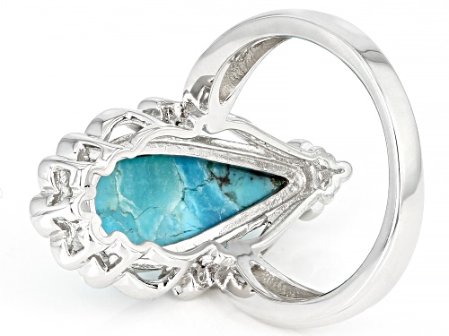 19.7X7mm Turquoise Rhodium Over Sterling Silver Ring - Size 7