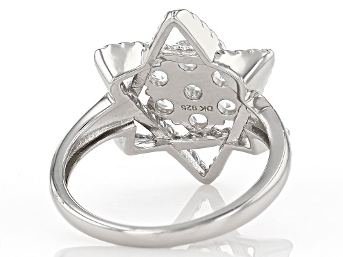 0.71ctw Round Lab Created White Sapphire Rhodium Over Sterling Silver Star Ring - Size 8