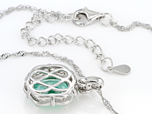 3.23ct Lab Created Green Spinel With 0.15ctw White Zircon Rhodium Over Silver Pendant Chain