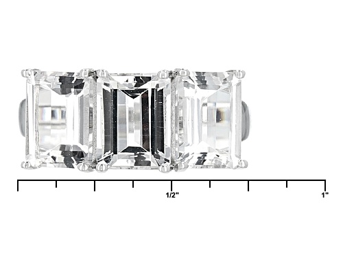 5.00ctw Emerald Cut White Danburite 10k White Gold 3-Stone Ring - Size 7