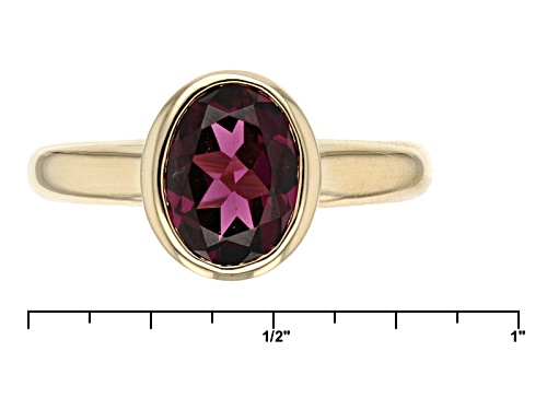 1.70ct Oval Grape Color Garnet 10k Yellow Gold Solitaire Ring - Size 8