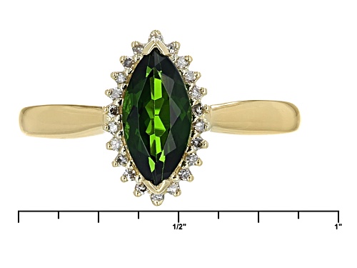 1.10ct Marquise Russian Chrome Diopside And .09ctw Champagne Diamond Accent 10k Yellow Gold Ring - Size 7