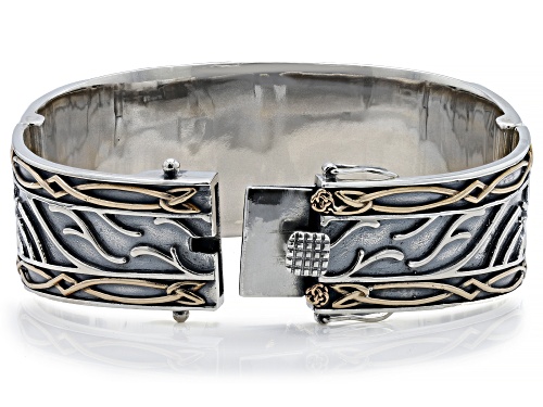 Keith Jack™ Sterling Silver & Bronze Cernunnos Hinged Cuff Bracelet - Size 8