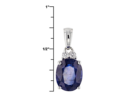 2.55ct Oval Kyanite With .07ctw Round White Zircon 10k White Gold Pendant With Chain
