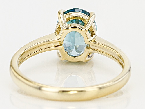 2.05ct Oval Blue Zircon Solitaire 10k Yellow Gold Ring. - Size 7