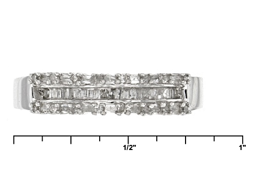 .25ctw Baguette And Round White Diamond Rhodium Over Sterling Silver Band Ring - Size 6