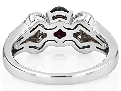 .42ct Black Ethiopian Opal, .15ctw Opal, .12ctw Black Spinel, .12ctw Zircon Rhodium Over Silver Ring - Size 9