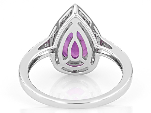 2.00ct Pear Shape African Amethyst With 0.30ctw Round White Zircon Rhodium Over Silver Ring - Size 10