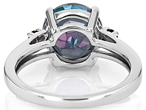 2.79ct Round Multi-Color Quartz With 0.15ctw Round Rhodolite Rhodium Over Sterling Silver Ring - Size 10