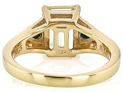 1.89ct Yellow Labradorite With 4x3mm Sleeping Beauty Turquoise 18k Yellow Gold Over Silver Ring - Size 10