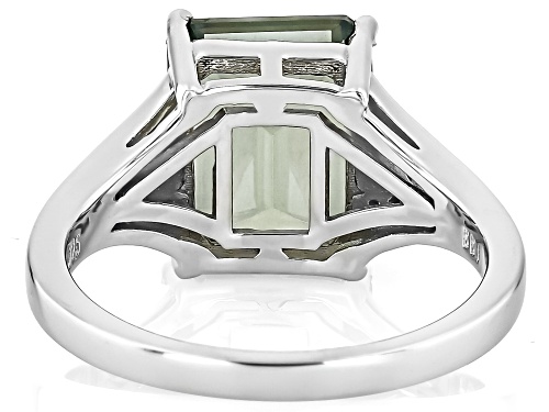 3.59ct Rectangular Octagonal Labradorite With .11ctw White Zircon Rhodium Over Silver Ring - Size 10