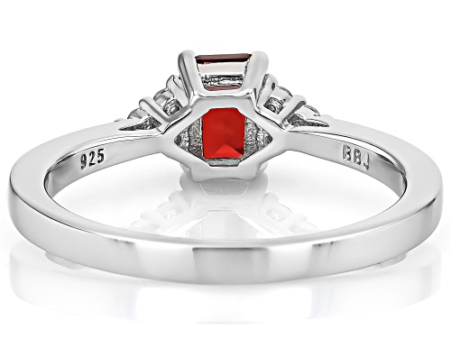.62ct Rectangular Octagonal Vermelho Garnet™ With .10ctw White Zircon Rhodium Over Silver Ring - Size 6