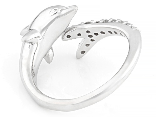 Prazana® Lab-Grown Diamonds 0.20ctw White Diamond Rhodium Over Sterling Silver Dolphin Ring, F-G SI - Size 8