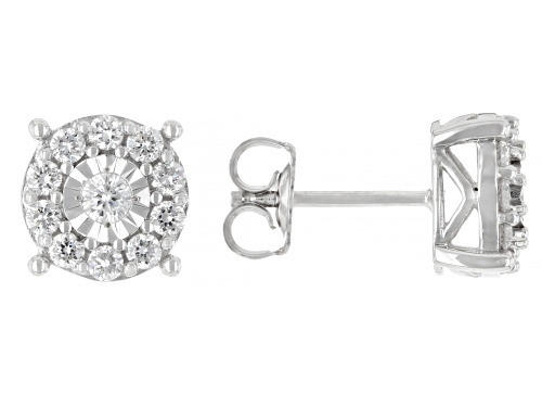 Prazana® Lab-Grown Diamonds 1.00ctw Diamond Rhodium Over Sterling Silver Pendant & Earring Set, H SI