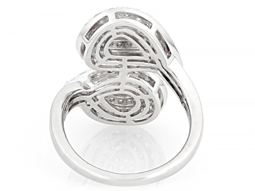 Prazana® Lab-Grown Diamonds 1.50ctw White Diamond Rhodium Over Sterling Silver Bypass Ring, H SI1 - Size 7