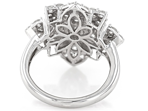 Prazana® Lab-Grown Diamonds 2.00ctw White Diamond Rhodium Over Sterling Silver Flower Ring, H SI - Size 7