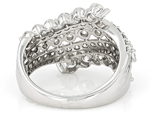 Prazana® Lab-Grown Diamonds 2.00ctw Round Diamond Rhodium Over Sterling Silver Bypass Ring, H SI - Size 7