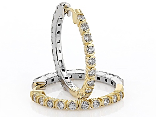 Prazana® Lab-Grown Diamonds 1.60ctw Diamond Reversible 14K 2-Tone Gold Hoop Earrings, F SI