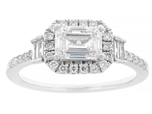 Prazana® Lab-Grown Diamonds 1.45ctw Diamond Rhodium Over Sterling Silver Halo Ring With Band F-G VS - Size 10