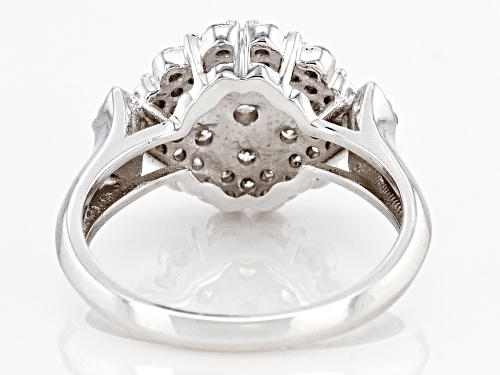 0.75ctw Round White Lab-Grown Diamond 14k White Gold Floral Cluster Ring - Size 8