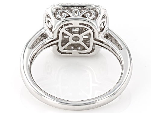 Prazana® Lab-Grown Diamonds 1.00ctw White Diamond Rhodium Over Sterling Silver Halo Ring, G SI - Size 5