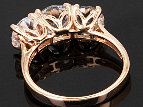 3.57ctw Round White Zircon 14k Rose Gold 3-Stone Ring - Size 9