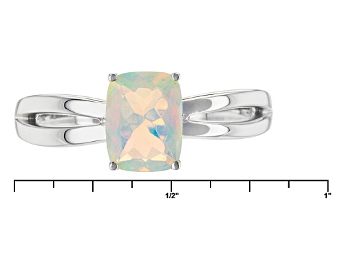 .61ct Rectangular Cushion Ethiopian Opal Solitaire Rhodium Over 14k White Gold Ring - Size 9