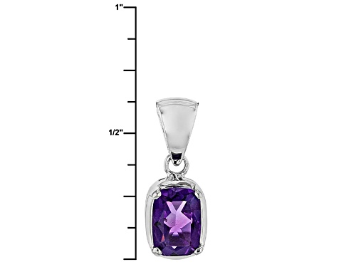 .68ct Rectangular Cushion African Amethyst Rhodium Over 14k White Gold Solitaire Pendant With Chain