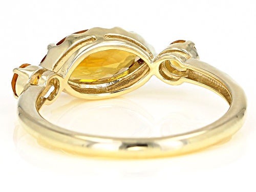 1.02ctw Marquise and Round Citrine 10k Yellow Gold 3-Stone Ring - Size 7