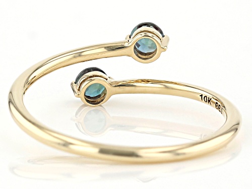 .24ctw Round Teal Lab Created Alexandrite 10k Yellow Gold 2-Stone Bypass Ring - Size 7