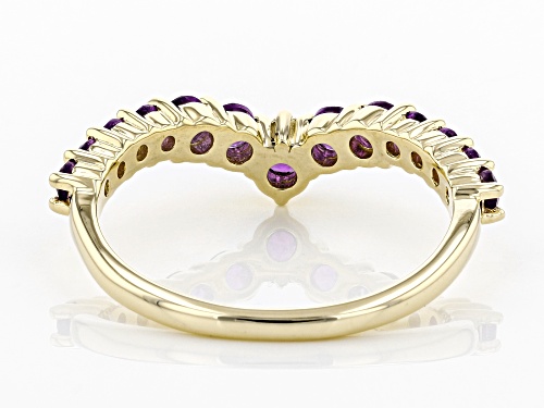.60ctw Round African Amethyst 10k Yellow Gold Chevron Band Ring - Size 8