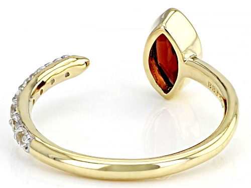 0.55ct Marquise Red Garnet With 0.38ctw Round White Zircon 10k Yellow Gold Ring - Size 7