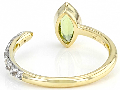 0.46ct Marquise Peridot With 0.38ctw Round White Zircon 10k Yellow Gold Ring - Size 8